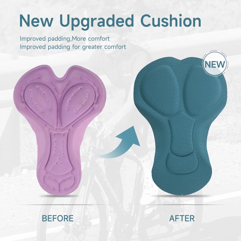 Santic سروال دراجات نسائي من سانتيك بخصر مرتفع 4D مع وسادة سروال كابري 7/8 مع جيوب - Image 5